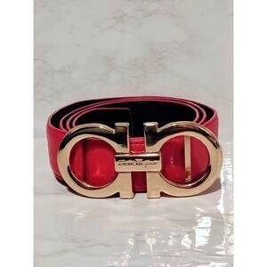 Salvatore Ferragamo - Men’s Red Leather Double Gancini Belt - 42"